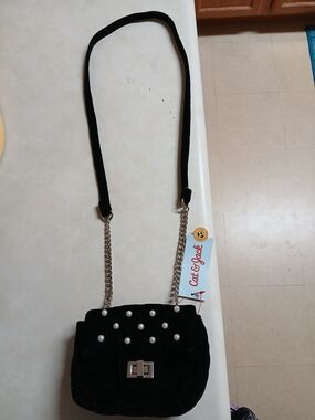 Cat & Jack Pearl-Embellished Velvet Crossbody Bag